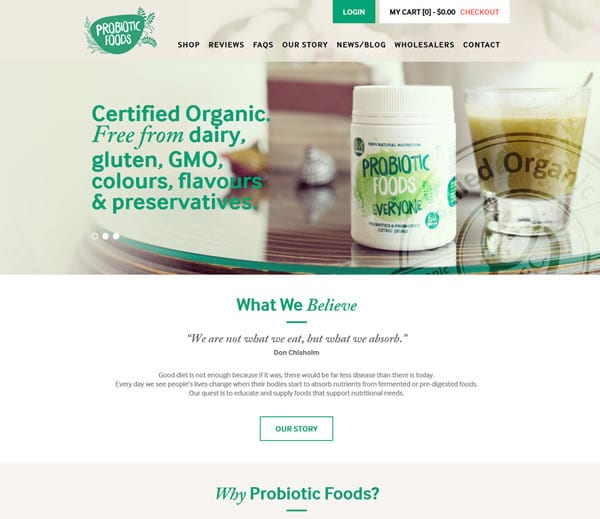 Probiotic Foods Custom WordPress Development